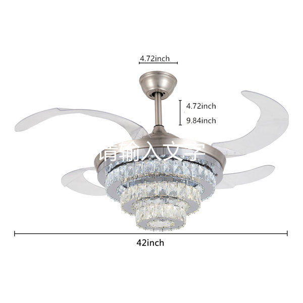 House of Hampton® Munsinn Crystal Fandelier Ceiling Fan Chandelier 42
